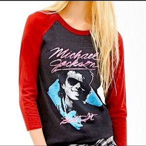 Bravado Michael Jackson Beat It 80s Baseball Style Tee Size Small 3/4 Sleeve